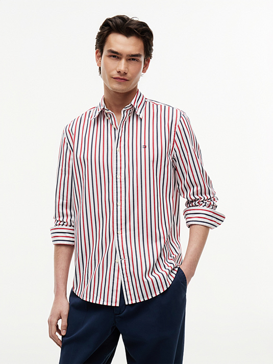 Tommy Hilfiger Mens Regular Fit Flex Stripe Poplin Shirt