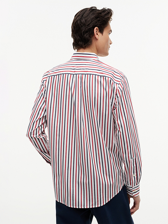 Tommy Hilfiger Mens Regular Fit Flex Stripe Poplin Shirt