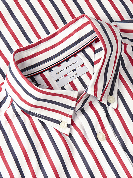 Tommy Hilfiger Mens Regular Fit Flex Stripe Poplin Shirt