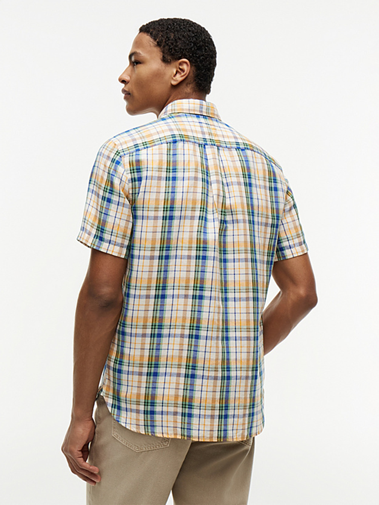 Load image into Gallery viewer, Tommy Hilfiger Mens Classic Fit Check Linen Blend Short Sleeve Shirt
