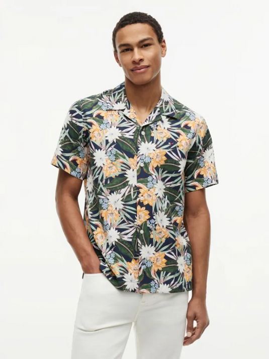 Tommy Hilfiger Mens  Regular Fit Floral Short Sleeve Shirt