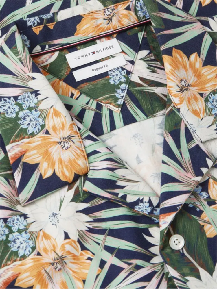 Load image into Gallery viewer, Tommy Hilfiger Mens  Regular Fit Floral Short Sleeve Shirt
