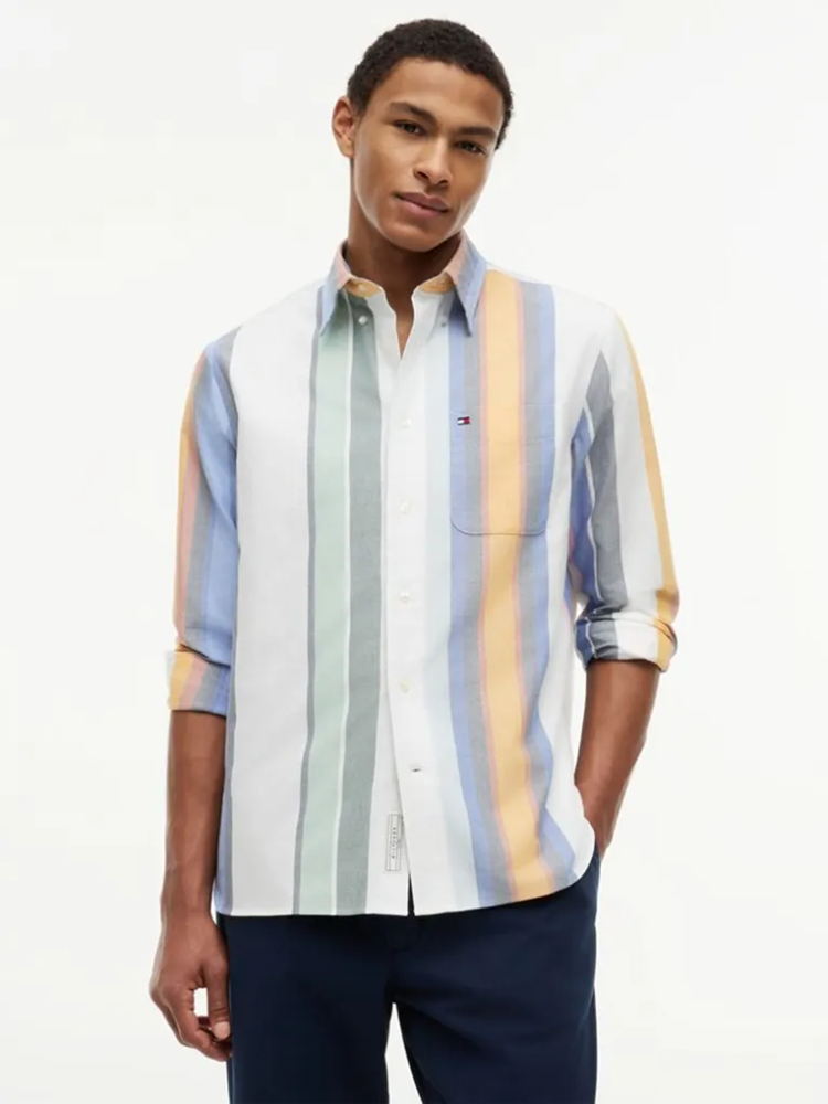Load image into Gallery viewer, Tommy Hilfiger Mens Relaxed Fit Multicolour Stripe Oxford Shirt
