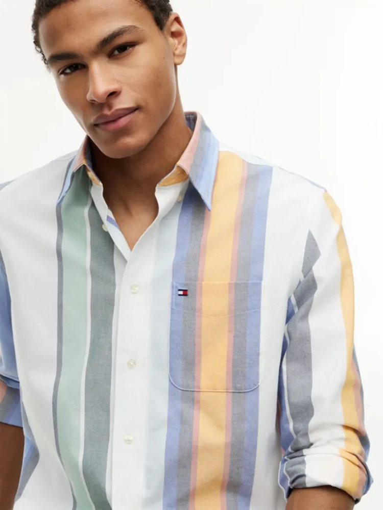 Load image into Gallery viewer, Tommy Hilfiger Mens Relaxed Fit Multicolour Stripe Oxford Shirt
