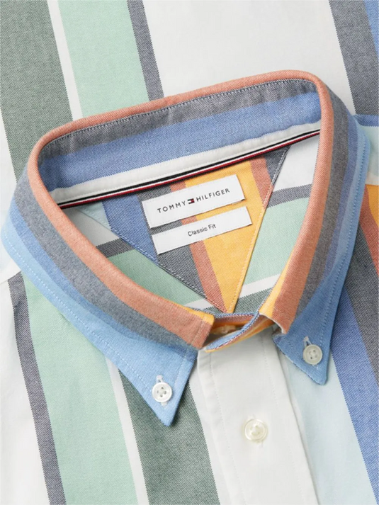 Tommy Hilfiger Mens Relaxed Fit Multicolour Stripe Oxford Shirt