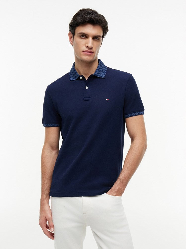 Load image into Gallery viewer, Tommy Hilfiger Mens Regular Fit Jacquard Collar Structured Polo Shirt

