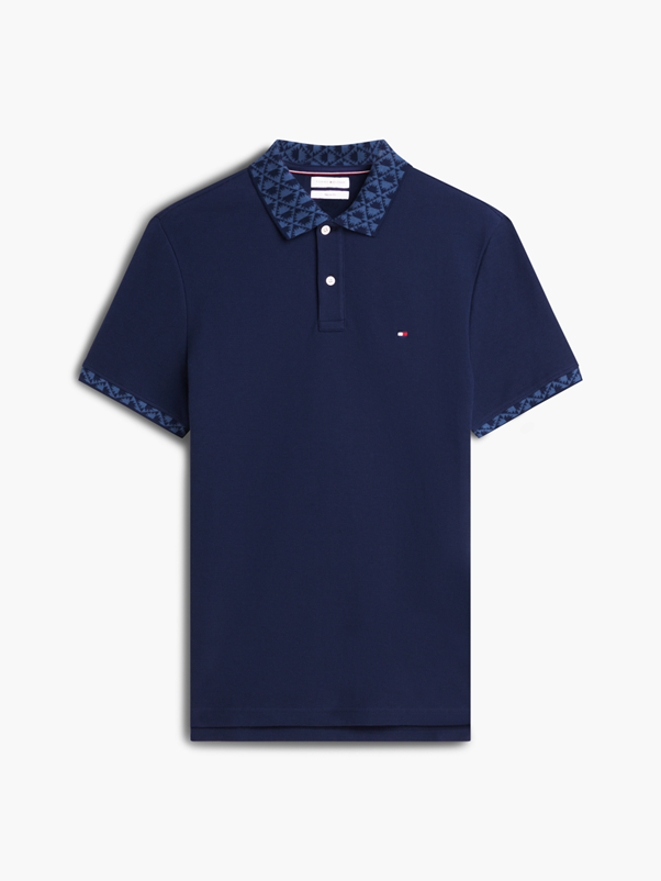 Load image into Gallery viewer, Tommy Hilfiger Mens Regular Fit Jacquard Collar Structured Polo Shirt
