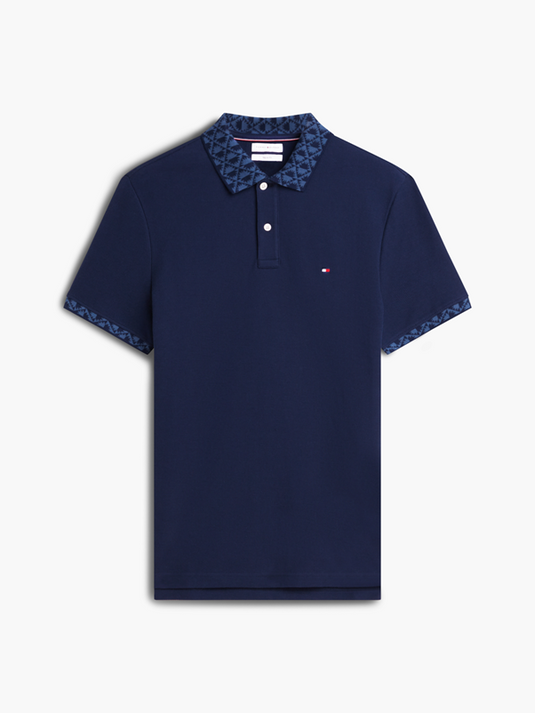 Tommy Hilfiger Mens Regular Fit Jacquard Collar Structured Polo Shirt