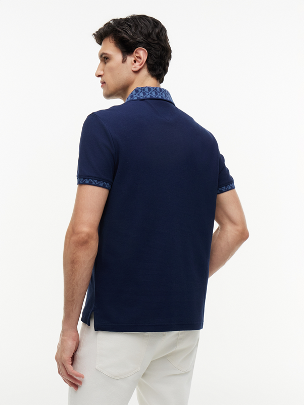 Load image into Gallery viewer, Tommy Hilfiger Mens Regular Fit Jacquard Collar Structured Polo Shirt
