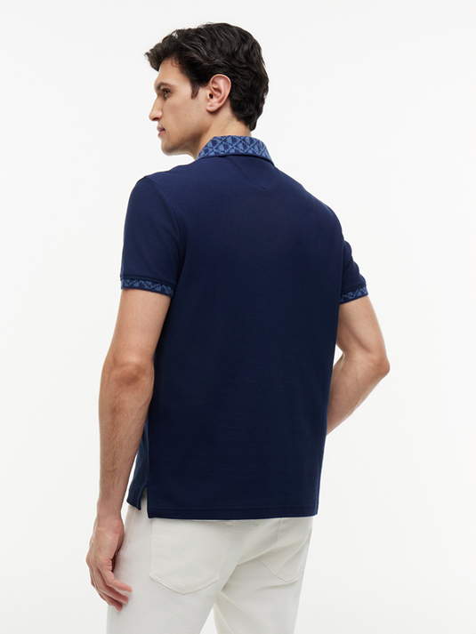 Tommy Hilfiger Mens Regular Fit Jacquard Collar Structured Polo Shirt