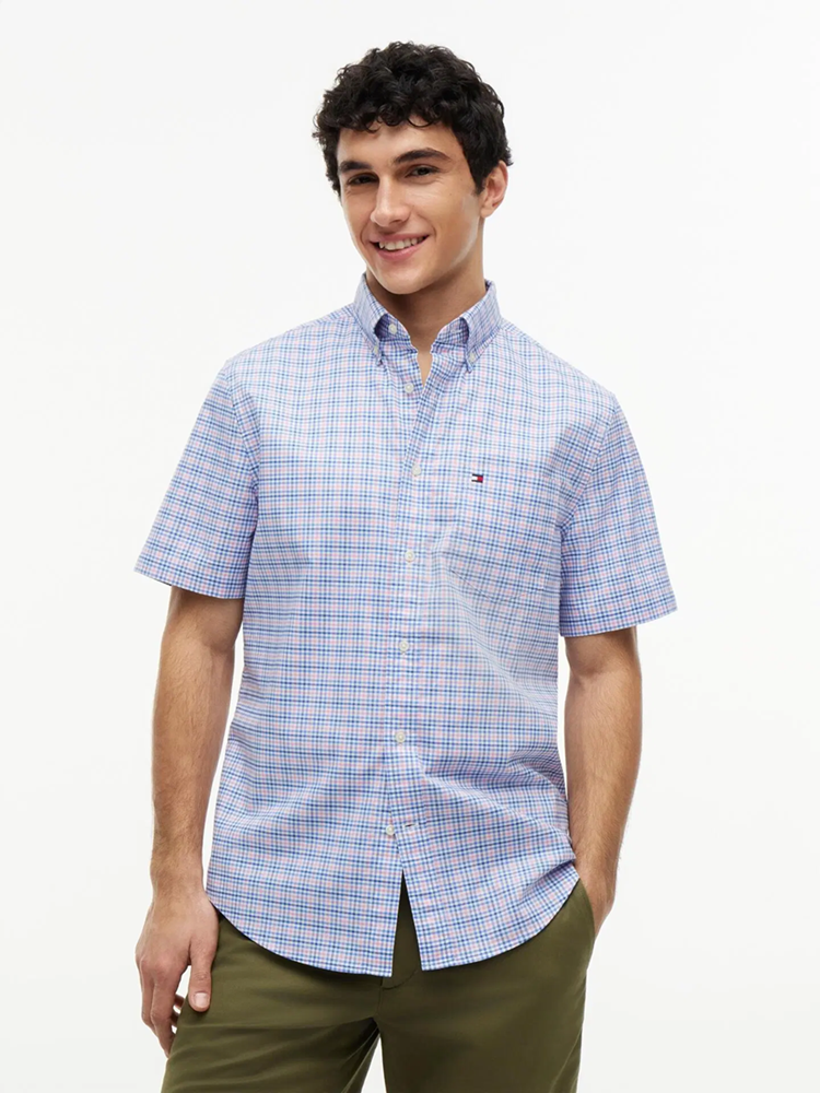 Load image into Gallery viewer, Tommy Hilfiger Mens Lightweight Short Sleeve Gingham Shirt
