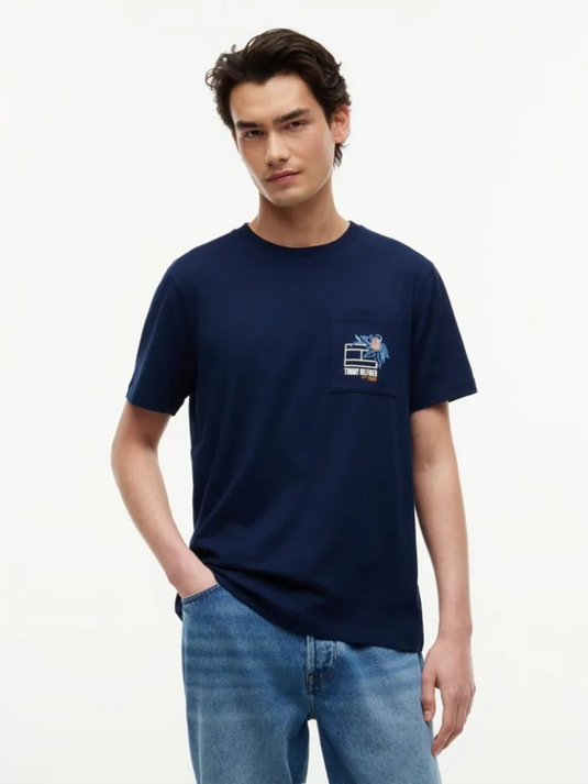 Tommy Hilfiger Mens Floral Graphic Pocket T-Shirt