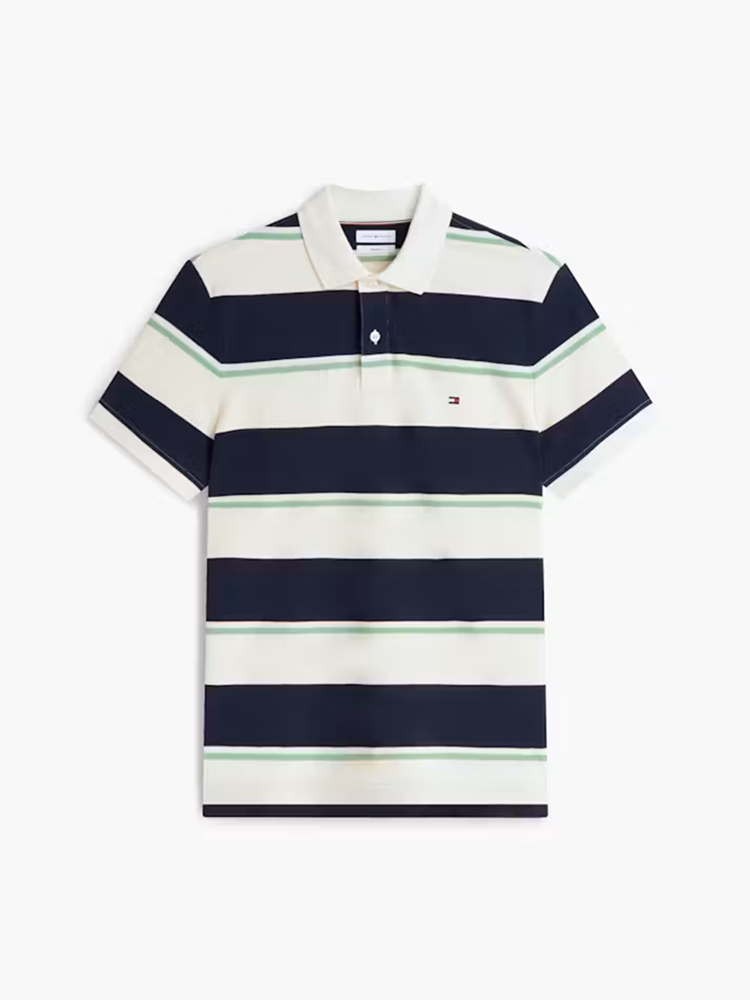 Load image into Gallery viewer, Tommy Hilfiger Mens Regular Fit Stripe Pique Polo Shirt
