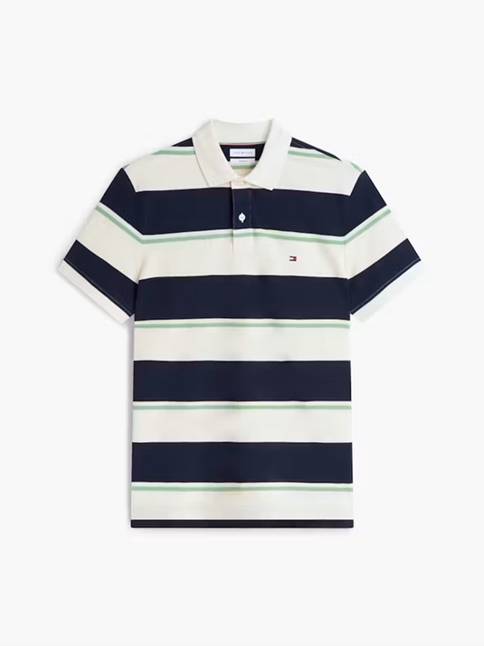 Tommy Hilfiger Mens Regular Fit Stripe Pique Polo Shirt