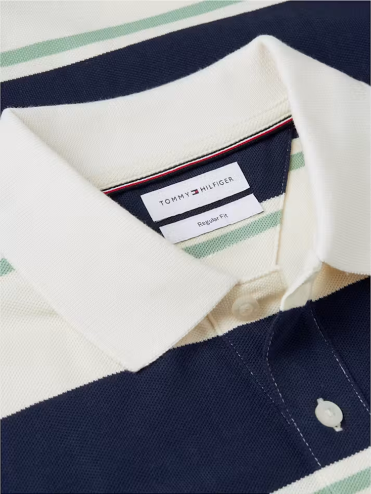 Load image into Gallery viewer, Tommy Hilfiger Mens Regular Fit Stripe Pique Polo Shirt

