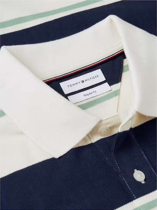 Tommy Hilfiger Mens Regular Fit Stripe Pique Polo Shirt