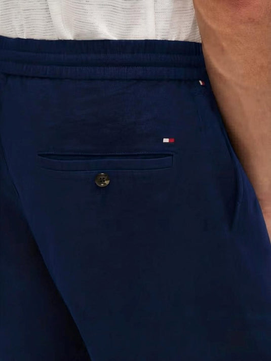 Tommy Hilfiger Mens Dover 8 Inch Linen Shorts - Navy Blue