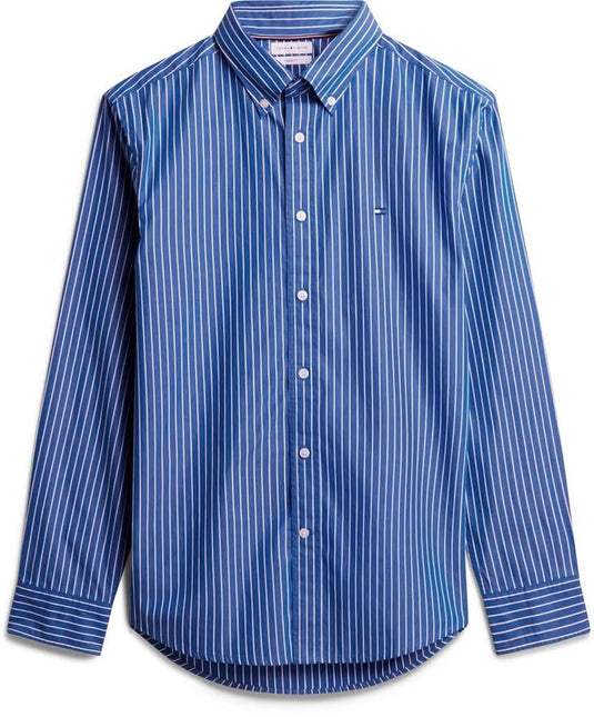 Tommy Hilfiger Mens Flex Hairline Poplin Stripe RF Shirt - Blue/White