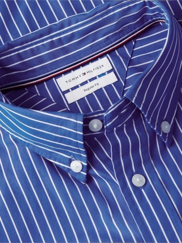 Load image into Gallery viewer, Tommy Hilfiger Mens Flex Hairline Poplin Stripe RF Shirt - Blue/White
