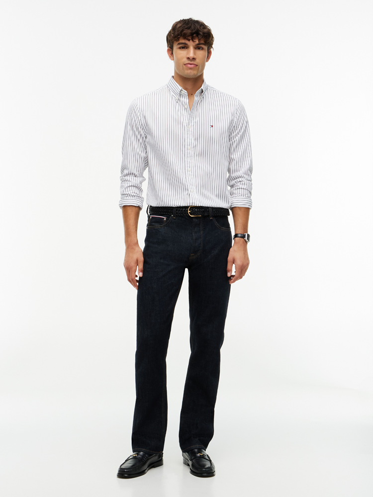 Load image into Gallery viewer, Tommy Hilfiger Mens Hairline Poplin Shirt - White Stripe
