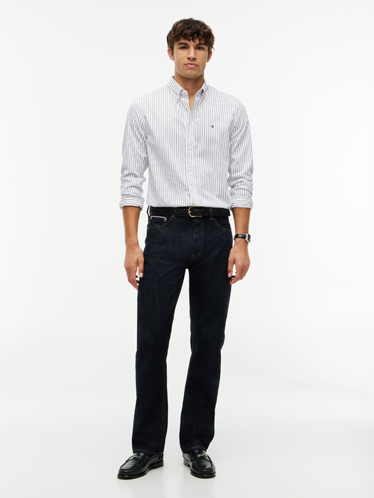 Tommy Hilfiger Mens Hairline Poplin Shirt - White Stripe