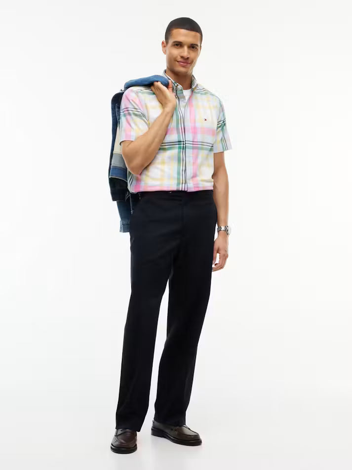 Load image into Gallery viewer, Tommy Hilfiger Mens Poplin Plaid Short Sleeve Shirt
