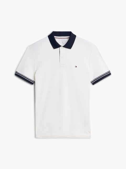 Load image into Gallery viewer, Tommy Hilfiger Mens Regular Fit Interlock Contrast Polo Shirt - Ivory Petal

