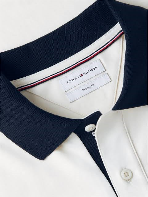 Tommy Hilfiger Mens Regular Fit Interlock Contrast Polo Shirt - Ivory Petal