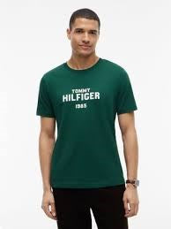 Load image into Gallery viewer, Tommy Hilfiger Mens Brand Love Stack Tee - Ornamental Green
