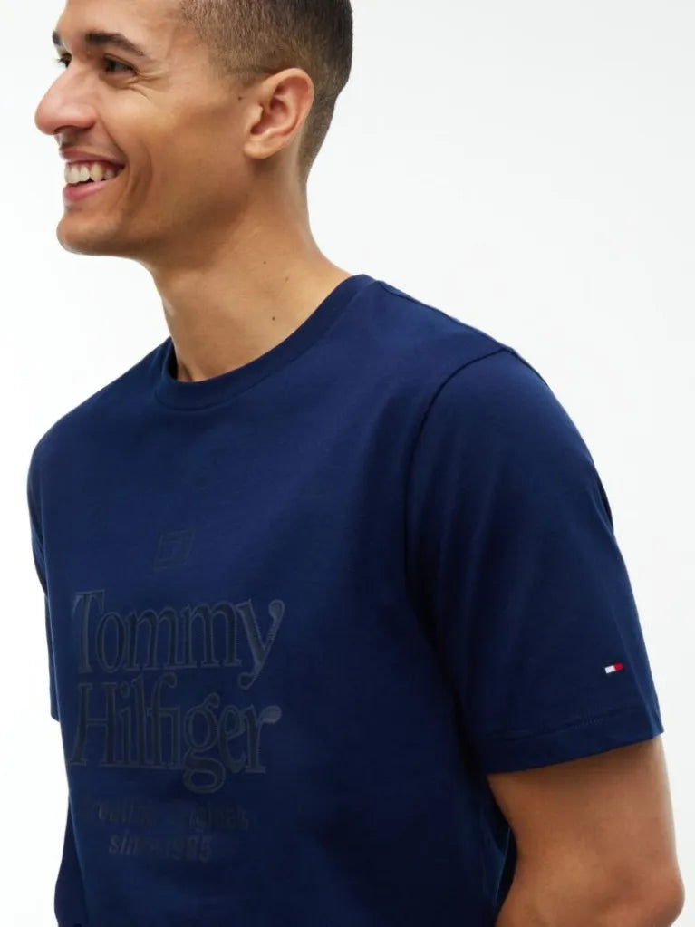 Load image into Gallery viewer, Tommy Hilfiger Mens Tonal Graphic Jersey T-Shirt - Carbon Navy
