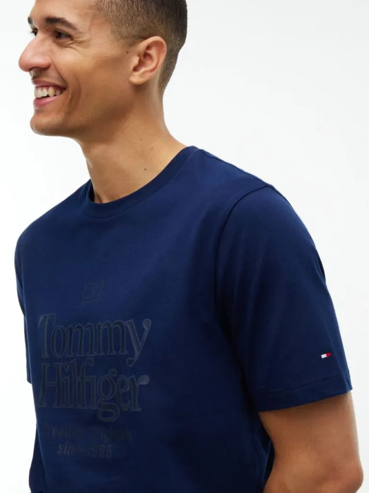 Tommy Hilfiger Mens Tonal Graphic Jersey T-Shirt - Carbon Navy