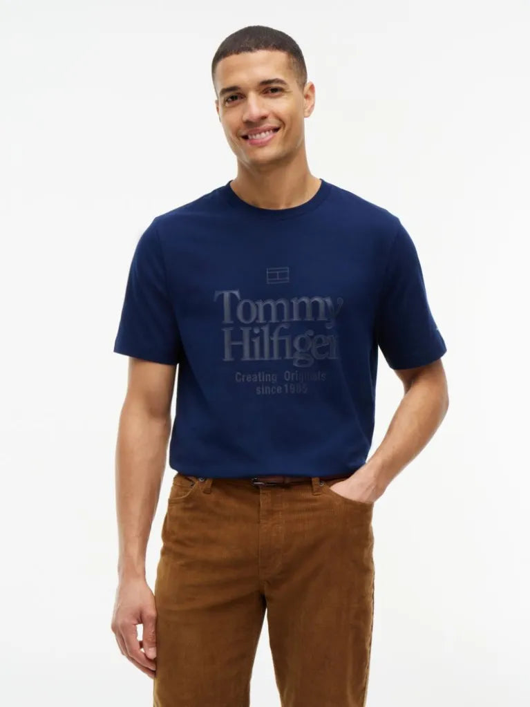 Load image into Gallery viewer, Tommy Hilfiger Mens Tonal Graphic Jersey T-Shirt - Carbon Navy
