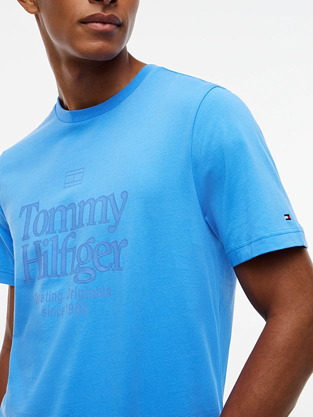 Load image into Gallery viewer, Tommy Hilfiger Mens Tonal Graphic Jersey T-Shirt - Blue Spell

