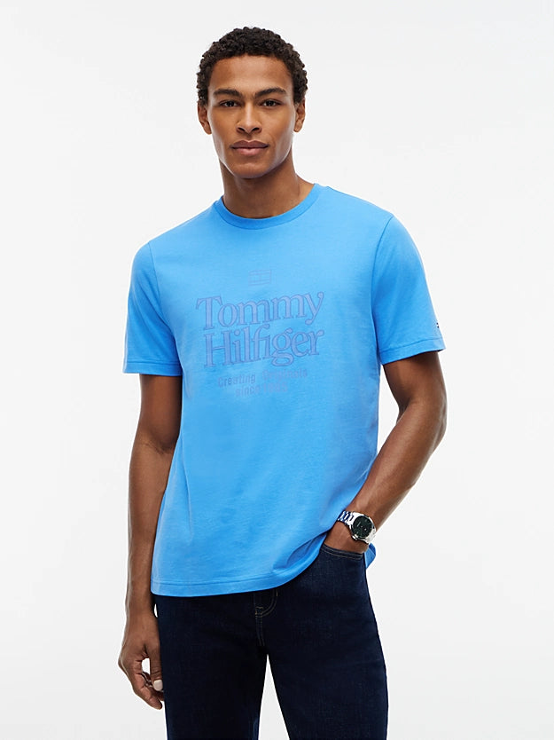 Load image into Gallery viewer, Tommy Hilfiger Mens Tonal Graphic Jersey T-Shirt - Blue Spell
