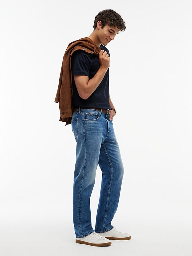 Load image into Gallery viewer, Tommy Hilfiger Mens Dover Regular Straight Faded Jeans - Brian Blue

