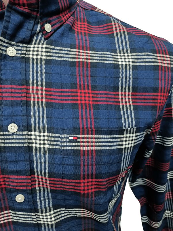 Load image into Gallery viewer, Tommy Hilfiger Mens Heritage Oxford Check Long Sleeve Open Front Shirt
