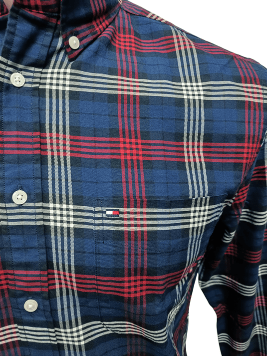 Tommy Hilfiger Mens Heritage Oxford Check Long Sleeve Open Front Shirt