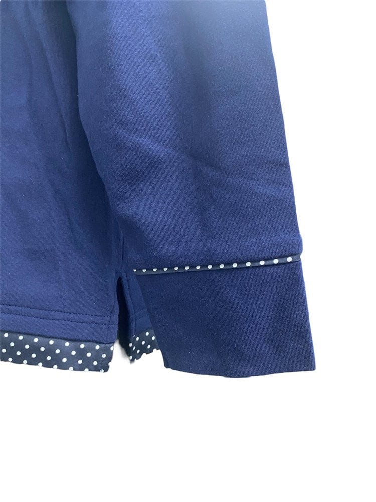 Load image into Gallery viewer, Murals Womens Collard Fleece V-Neck Jumper - Navy Polka Dot
