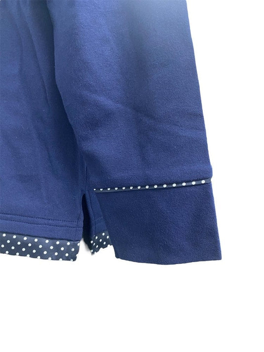 Murals Womens Collard Fleece V-Neck Jumper - Navy Polka Dot