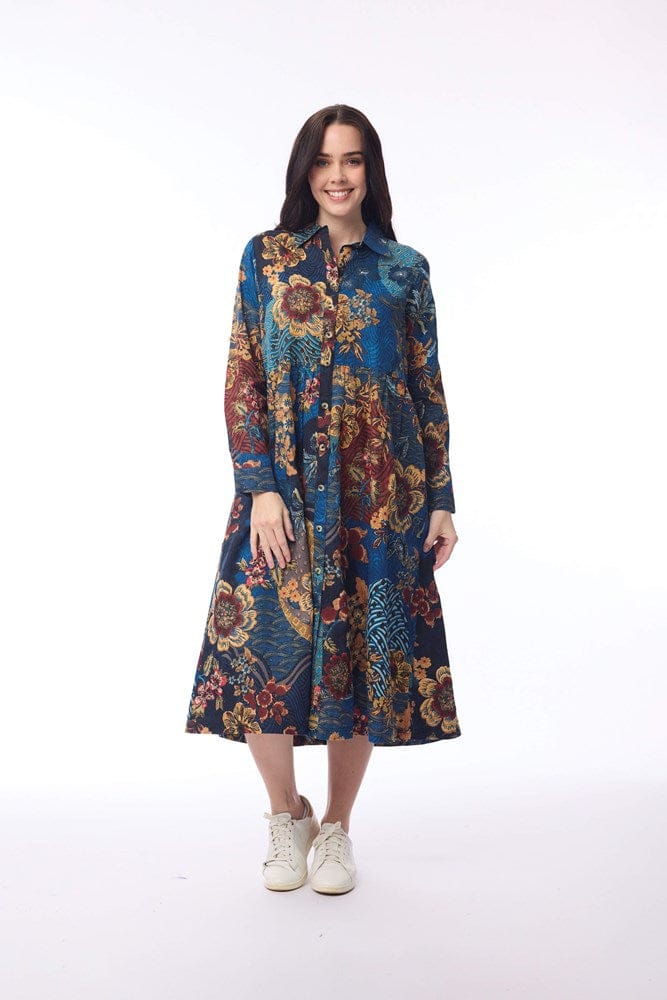 Load image into Gallery viewer, Orientique Womens Maluku Dress Midi Collar
