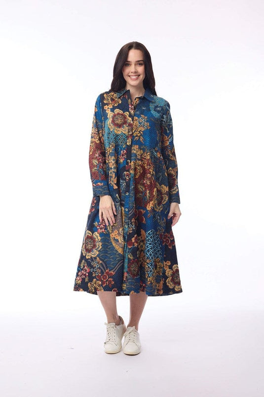 Orientique Womens Maluku Dress Midi Collar