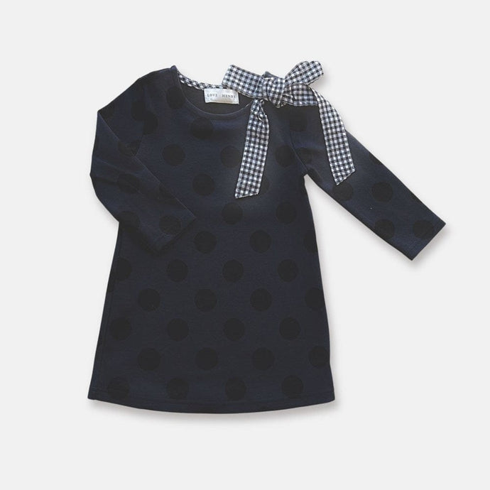 Love Henry Girls Mary Dress - Navy and Black Spot