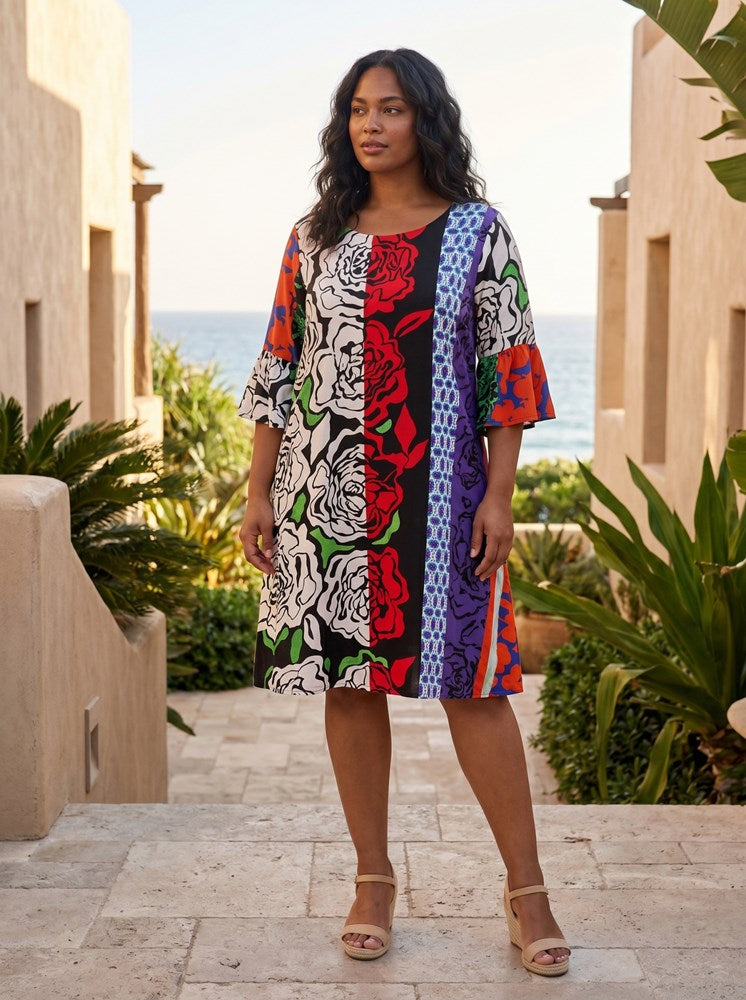 Load image into Gallery viewer, Orientique Womens Menton Dress Contemporary Frill Sleeve
