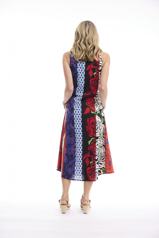 Orientique Womens Menton Dress Midi Sleeveless