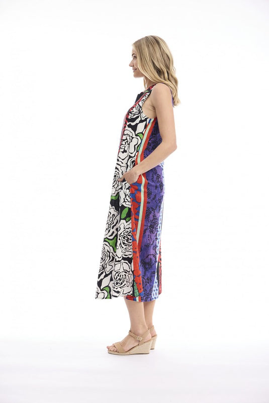 Orientique Womens Menton Dress Midi Sleeveless