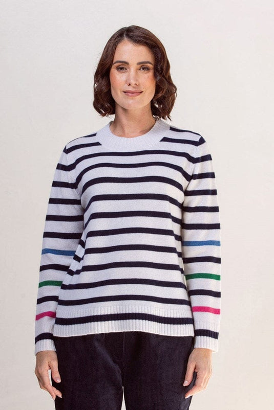 See Saw Womens 100% Merino Wool (Cashfeel) Stripe Sweater - Multi