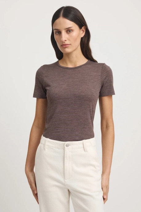 Toorallie Womens Short Sleeve Mocha Merino Tee