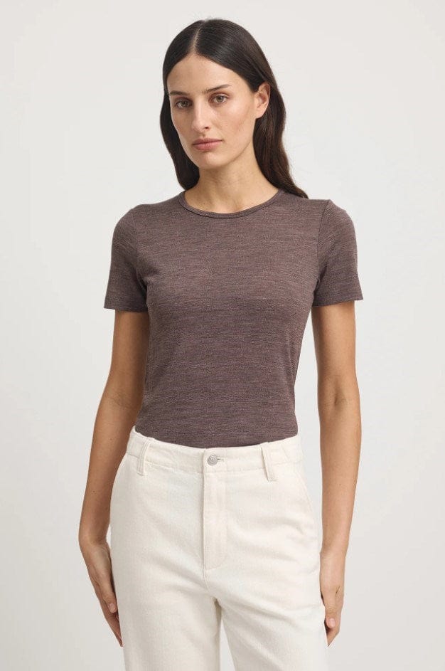 Load image into Gallery viewer, Toorallie Womens Short Sleeve Mocha Merino Tee
