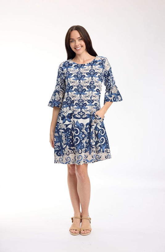 Orientique Womens Monaco Dress Contemporary Frill Sleeve