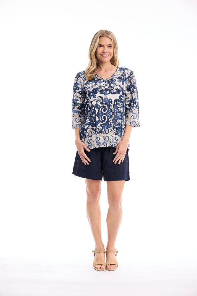 Load image into Gallery viewer, Orientique Womens Monaco Top Frill Neckline
